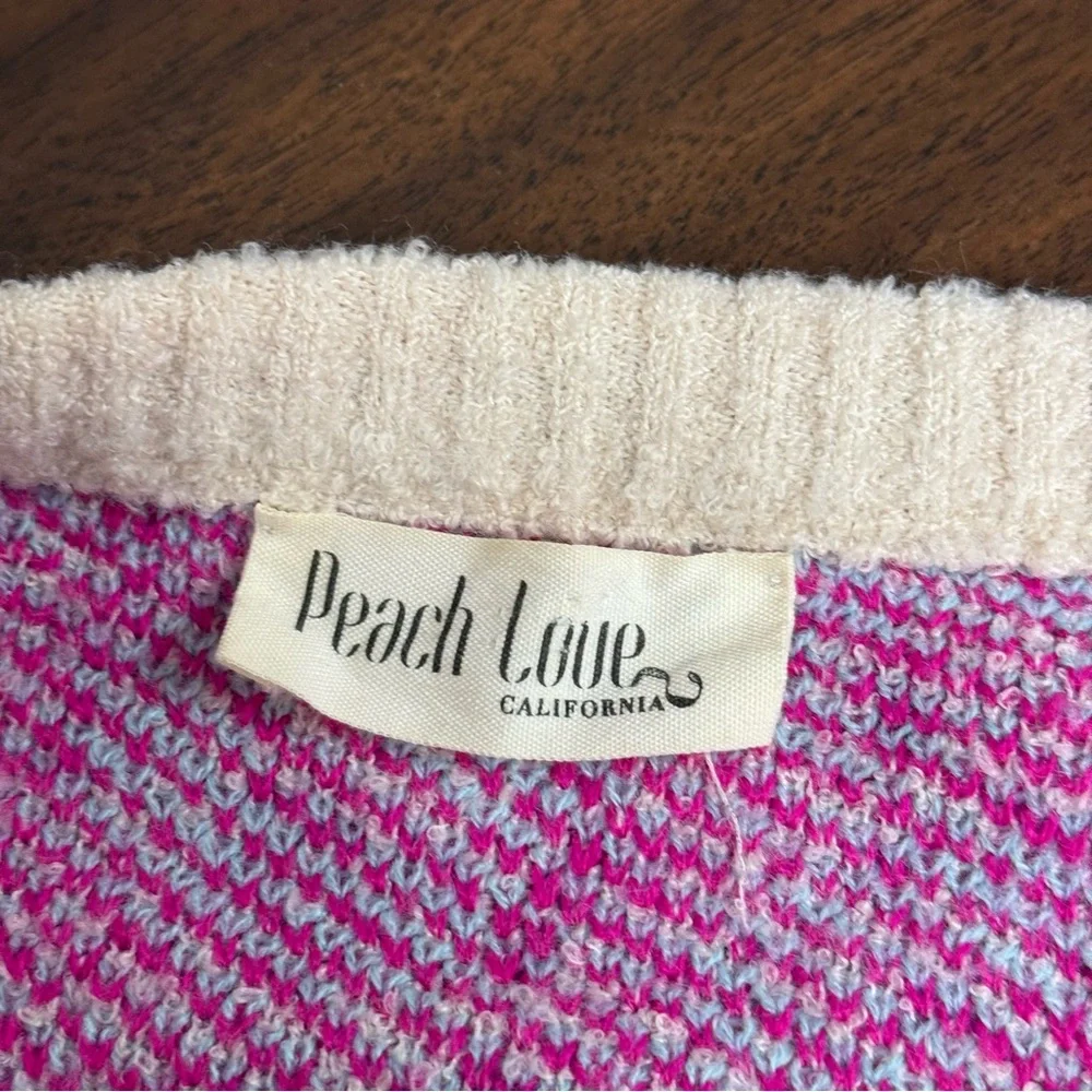 Peach Love Blue & Pink Colorful Patterned Women's Sweater. Size Large - Picture 5 of 5
